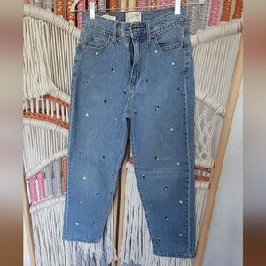 Universal Thread Women's super-high Rise Embroidered Vintage straight jeans